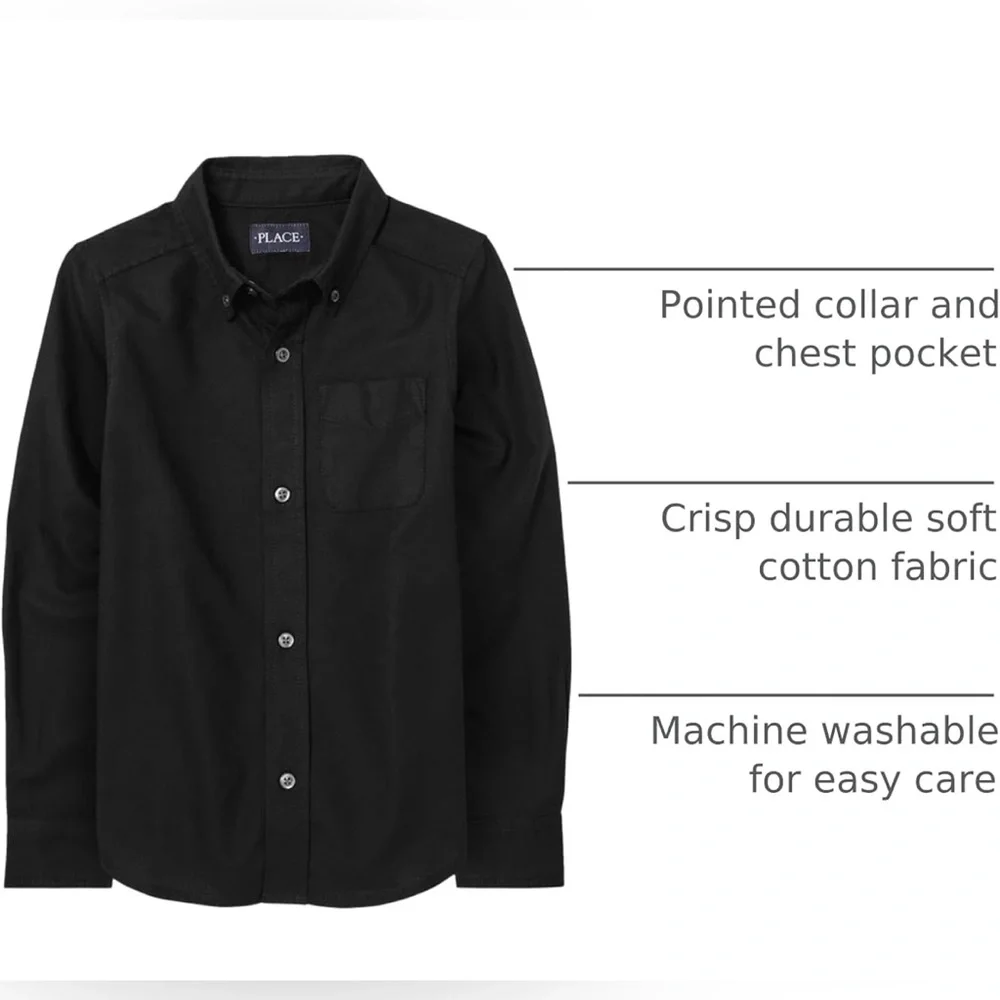 The Children's Place Boys black Oxford Button Down Shirt